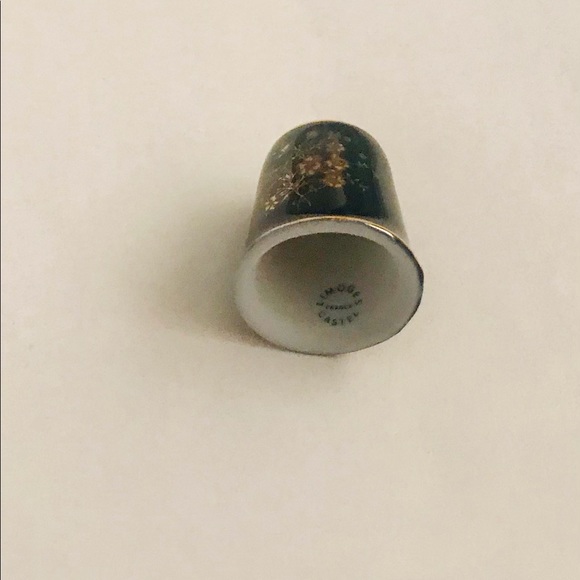 Limoges Castiel France Porcelain Thimble Cobalt and Gold Floral Design - Picture 4 of 16